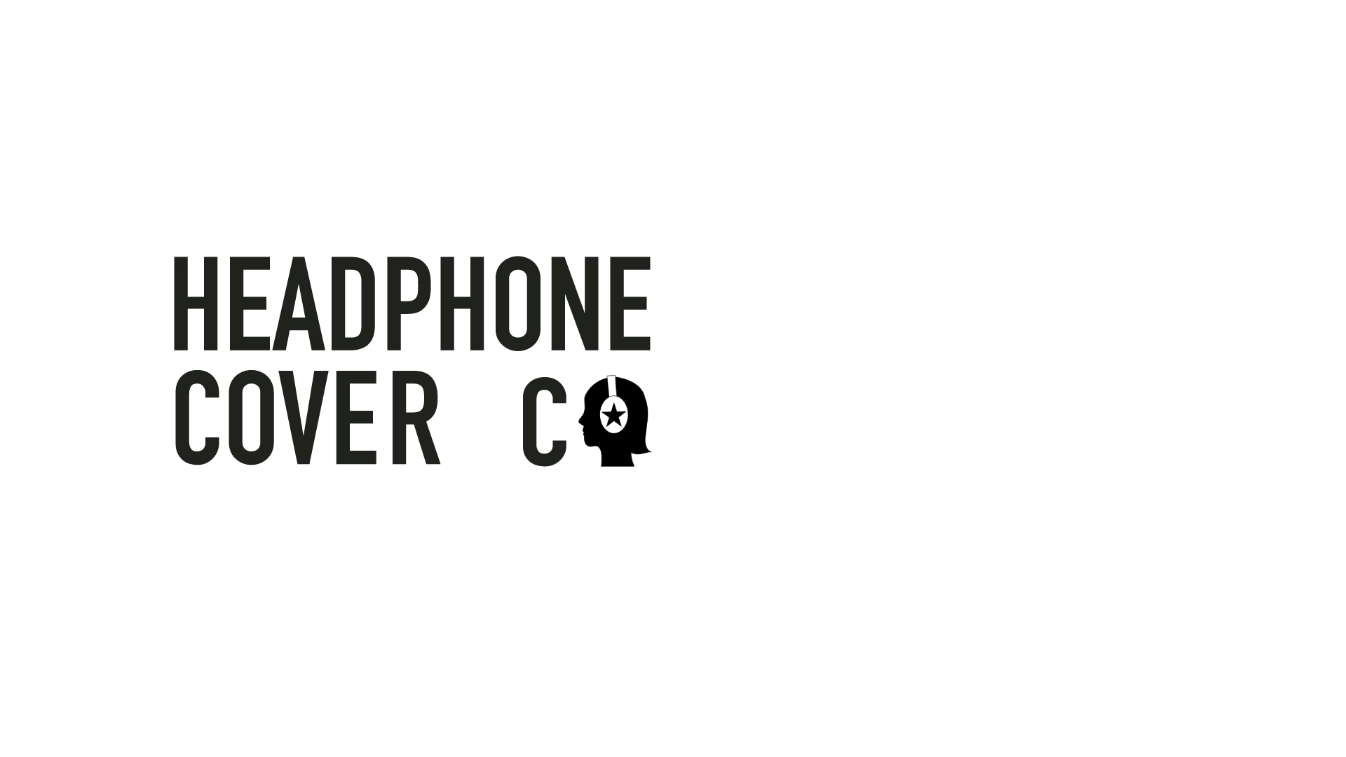 Headphone Cover Co logo with minimalist headphone icon and modern typography